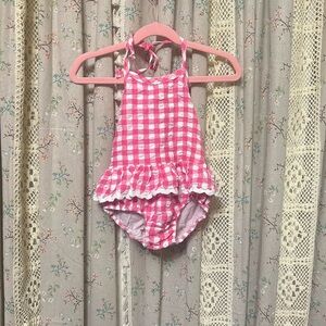 Classic Whimsy Pink Gingham Ruffle Swimsuit 3T Boutique